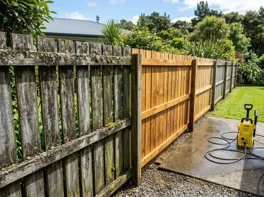 Timber deck cleaned and restored by Hydro Clean