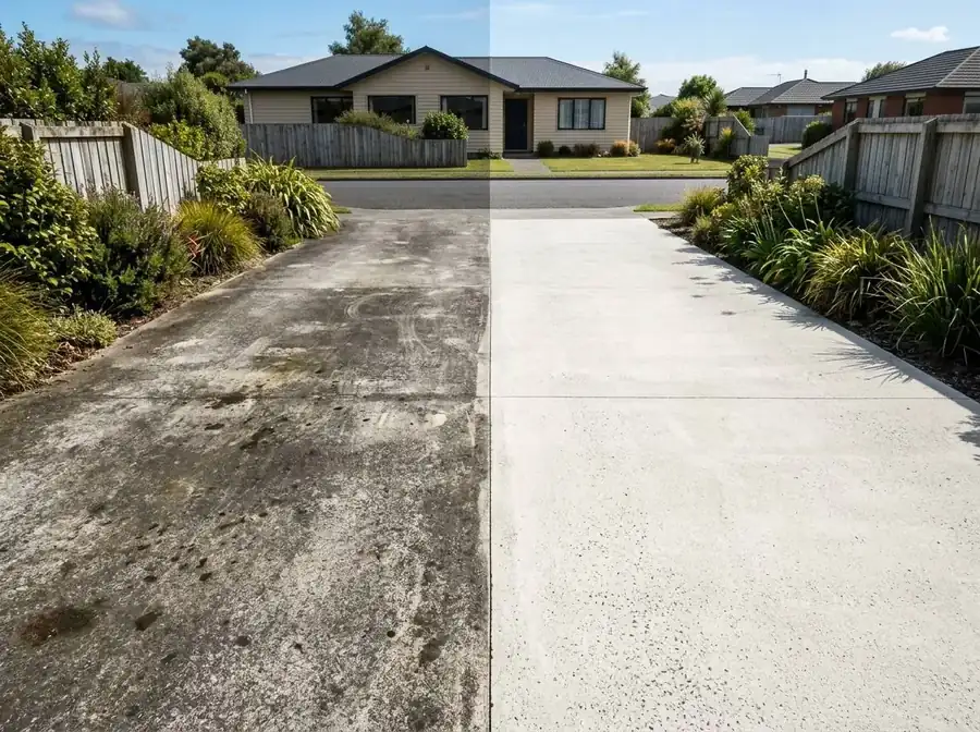 Driveway after Hydro Clean water blasting